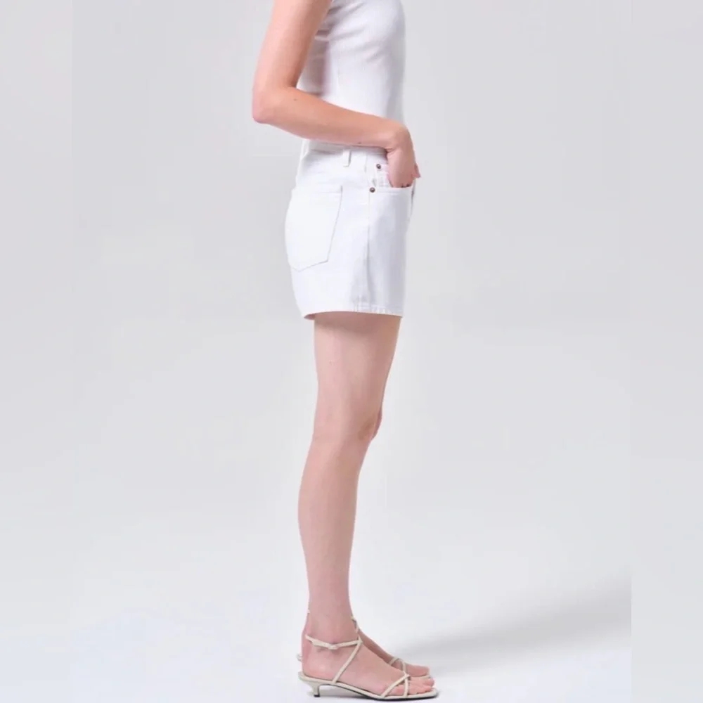 NWT AGOLDE white Parker long Jean denim Shorts loose vintage size 10 12
